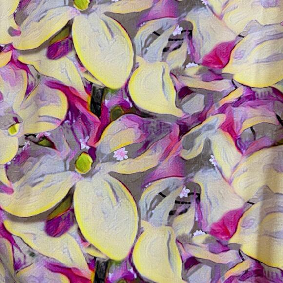 CHIARA BONI Blouse LG Point Collar V-Neck Split Cuffs Ruched Split Cuffs Floral - Picture 10 of 14